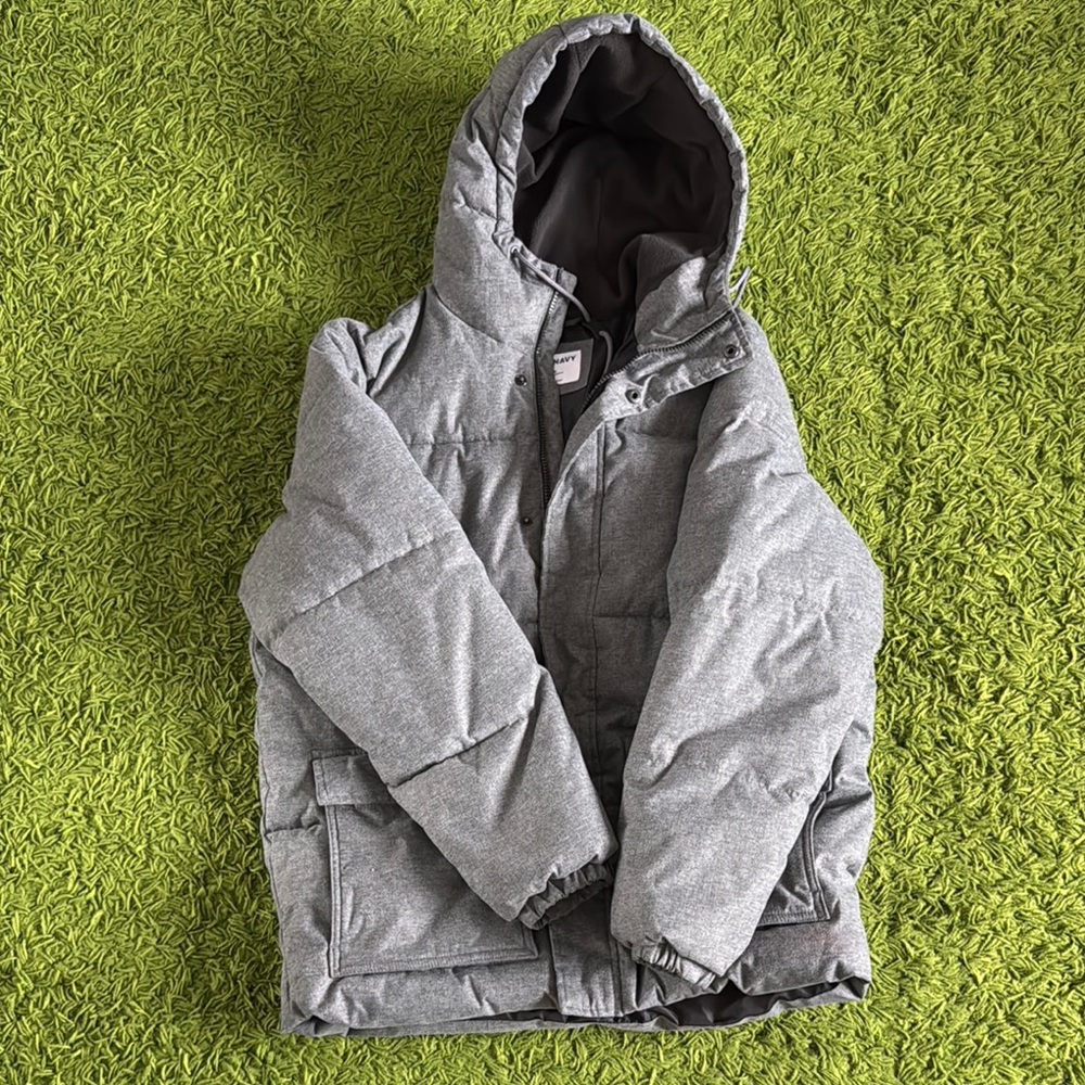 Gray Hooded Puffer Jacket